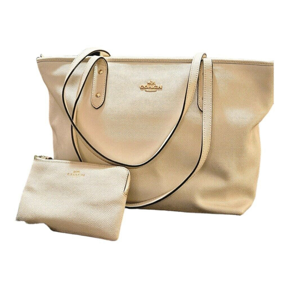 Coach Cream Tote Bag with Cream Wristlet - Picture 10 of 16